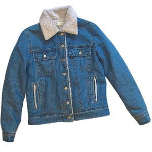HONEY PUNCH LIGHT WASH DENIM JACKET WITH WOOL LINING AND COLLAR